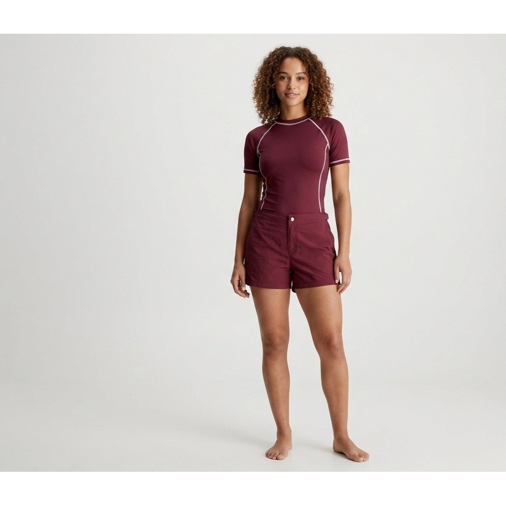 Calvin Klein Swimwear Womens Large Burgundy Board Shorts Nylon Swim Trunks L